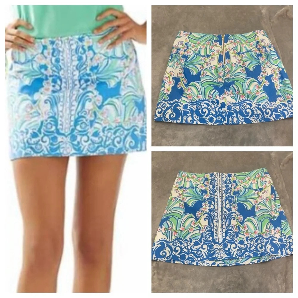 Lilly Pulitzer Tate Bay Blue Coasting Engineered Mini Skirt 21699